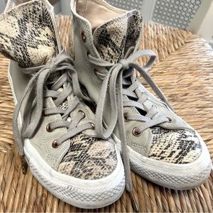Converse high top with a snakeskin tongue